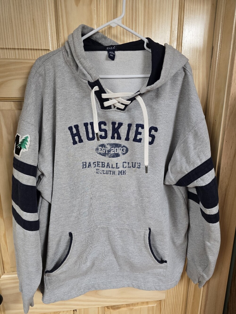 Gray Huskies Lace-Up Hoodie Sweater